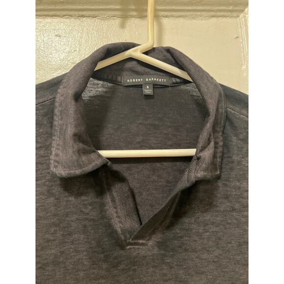Robert Barakett Adison Long Sleeve Johnny Collar Polo in Charcoal Gray Size S - Picture 4 of 7